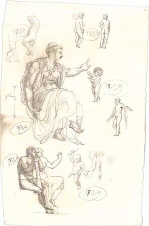 Gmelin, Leopold; Sammlung Gmelin: Kunstgewerbe - Kiste VI - Muster, verschiedene figürliche Darstellungen (Ansichten)