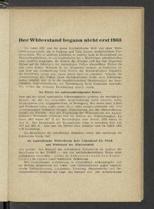 Der Widerstand begann nicht erst 1933