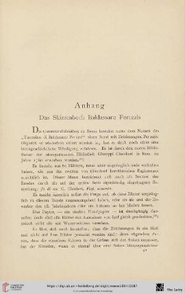 Anhang: Das Skizzenbuch Baldassare Peruzzis