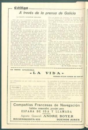 A través de la prensa de Galicia : La nueva juventud gallega. [De "El Pueblo Gallego", Vigo.]