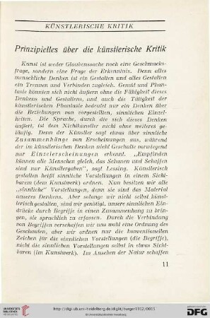 Prinzipielles über die künstlerische Kritik