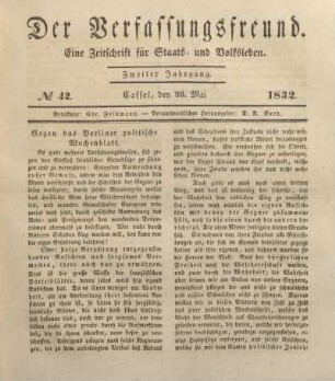 № 42. Cassel, den 26. Mai 1832.