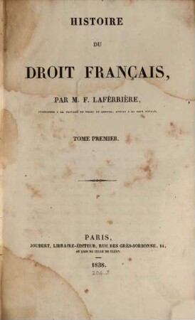Histoire du Droit Français. 1