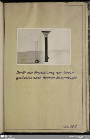 Abb. 25 II Gerät zur Feststellung des Schüttgewichtes nach Becker-Rosenmüller