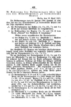 Abänderungen der Bestimmungen über das von den Staatsbehörden zu verwendende Papier : [A. Behörden und Beamte]