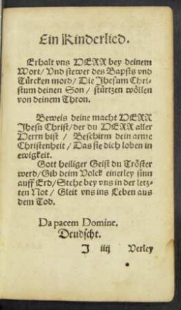 Da pacem Domine. Deudscht.
