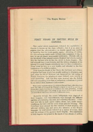 First Years of British Rule in Canada.