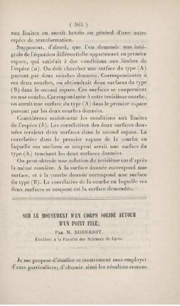 Sur le mouvement d'un corps solide autour d'un point fixe.