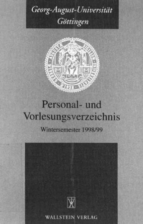 WS 1998/99: Personal- und Vorlesungsverzeichnis ...