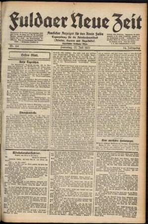 Erste Ausgabe vom Samstag, den 22. Juli 1922.