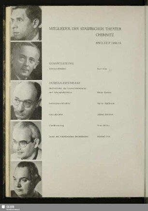 Mitglieder Der Städtischen Theater Chemnitz. Spielzeit 1950/51