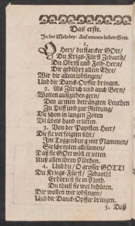 Das erste. Jn der Melodey: Auf meinen lieben Gott.