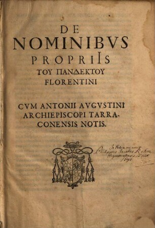 De nominibus propriis tu pandektu Florentini