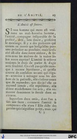 L’Amitié est sincere.