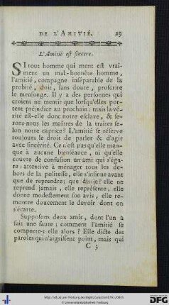 L’Amitié est sincere.