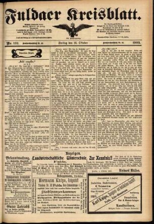 Zweite Ausgabe vom Freitag, den 16. Oktober 1903.