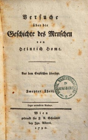 Versuche über die Geschichte des Menschen : Aus dem Englischen übersetzt, 2.