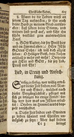 Lied, in Creutz und Anfechtung. - Hertzliches Verlangen nach einem seeligen Erlösungs-Stündlein.