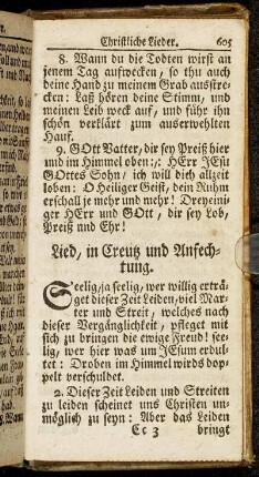 Lied, in Creutz und Anfechtung. - Hertzliches Verlangen nach einem seeligen Erlösungs-Stündlein.