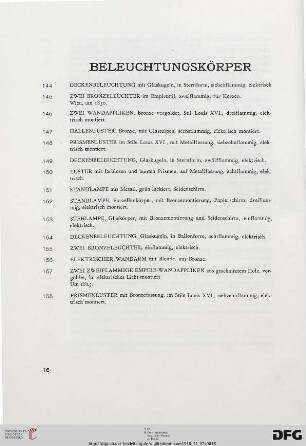 Beleuchtungskörper (Nr. 144-158)