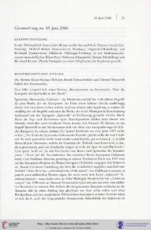 Gesamtsitzung am 10. Juni 2006