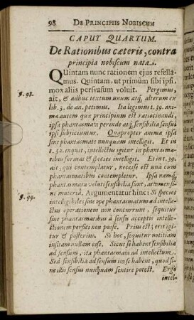 Caput Quartum. De Rationibus cæteris, contra principia nobiscum nata.