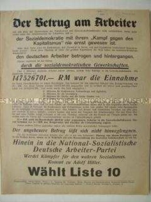Wahlflugblatt der NSDAP zu einer Landtagswahl