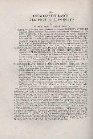 Catalogo dei lavori del Prof. G. I. Somoff.