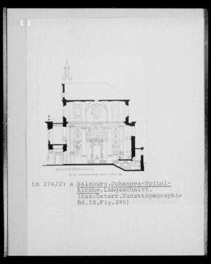 Längsschnitt des Johannisspital in Salzburg