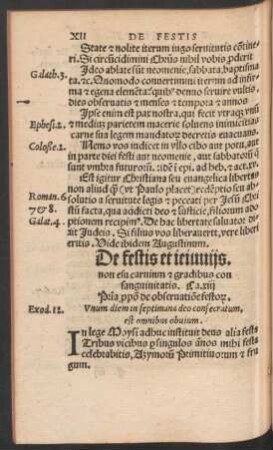 De festis et ieiuniis ... Ca. xiii