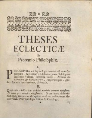 Theses eclecticæ.
