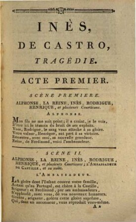 Inès de Castro : Tragédie, en 5 actes et en vers