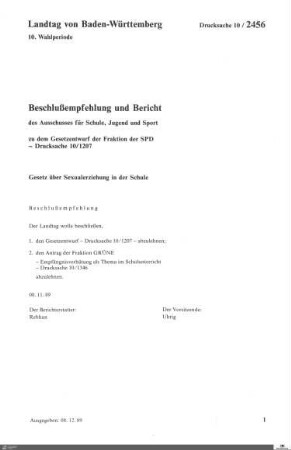 Gesetzentwurf der SPD: Sexualerziehung in der Schule