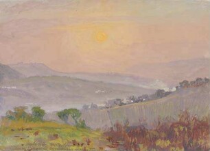 Blick auf Atakpame bei Sonnenuntergang im Harmattan. Feb. 1914 (Togo Hinterland)