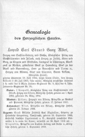 Genealogie des Herzoglichen Hauses