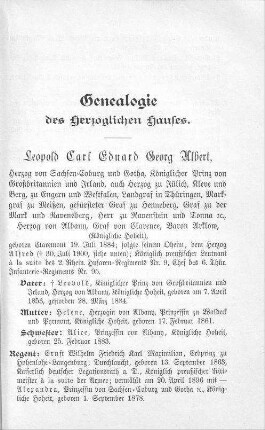 Genealogie des Herzoglichen Hauses