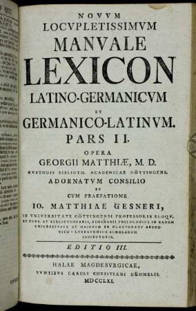 Pars 2: Novvm Locvpletissimvm Manvale Lexicon Latino-Germanicvm Et Germanico-Latinvm