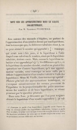 Note sur les approximations dans le calcul logarithmique.