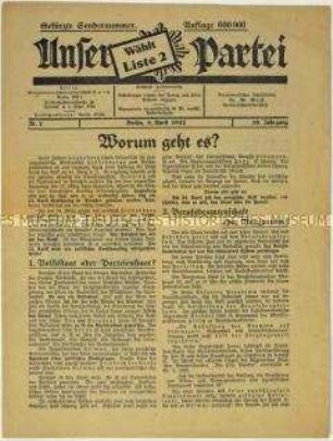 Wahlzeitung der DNVP zur Reichspräsidentenwahl im April 1932