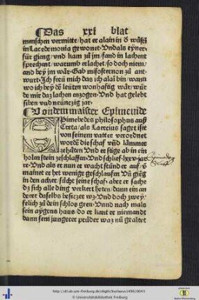 Von dem maister Epimenide