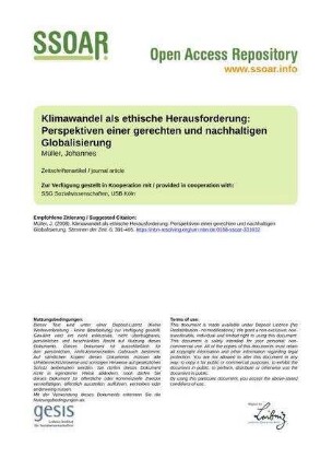 Klimawandel als ethische Herausforderung: Perspektiven einer gerechten und nachhaltigen Globalisierung