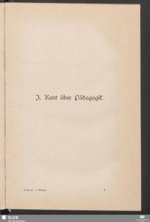I. Kant über Pädagogik