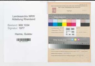 Entnazifizierung Gustav Harms , geb. 18.11.1905 (Stabszahlmeister)