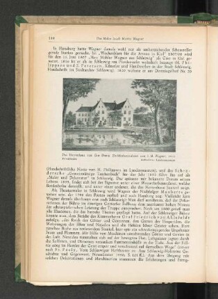 Das Herrenhaus von Gut Damp. Deckfarbenmalerei von J. M. Wagner, 1833