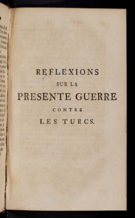 1-77, Reflexions sur la Presente Guerre contre les Turcs