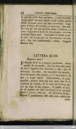 Lettera XLVII. Signora mia!