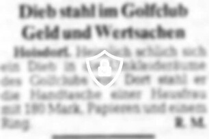 Dieb stahl im Golfclub Geld und Wertsachen