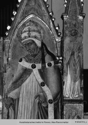 Thronende Madonna mit dem Kind, mit dem Heiligen Bernhard von Siena, dem Heiligen Sebastian und dem Heiligen Fabian