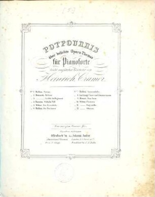 Potpourris über beliebte Opernthemas : für Pianoforte leicht ausführbar bearbeitet, 11.. [Carl Maria von] Weber, Euryanthe