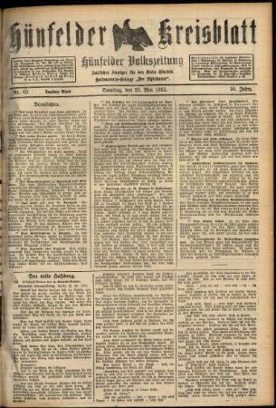 Zweite Ausgabe vom Samstag, den 23. Mai 1925.